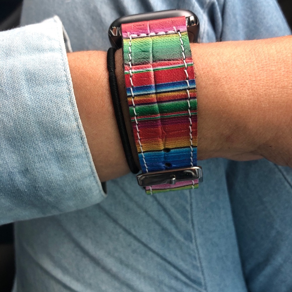 Leather watchband in serape